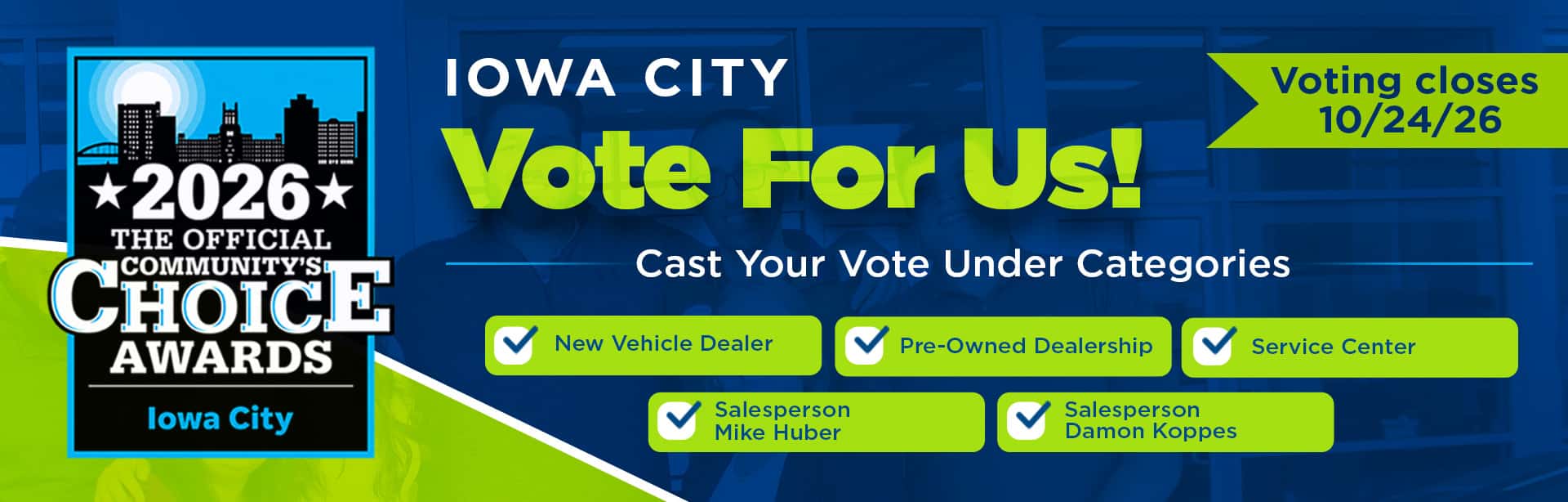 Vote For Us! | Community Choice Awards