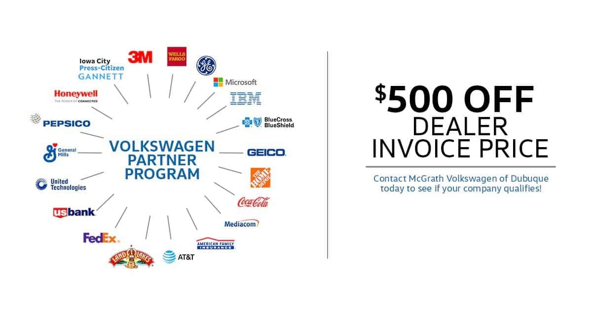 VW Partner Program - $500 off dealer invoice price