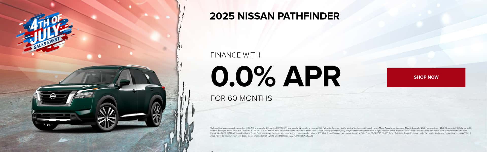 2025 Nissan Pathfinder, 0.0% APR for 60 months