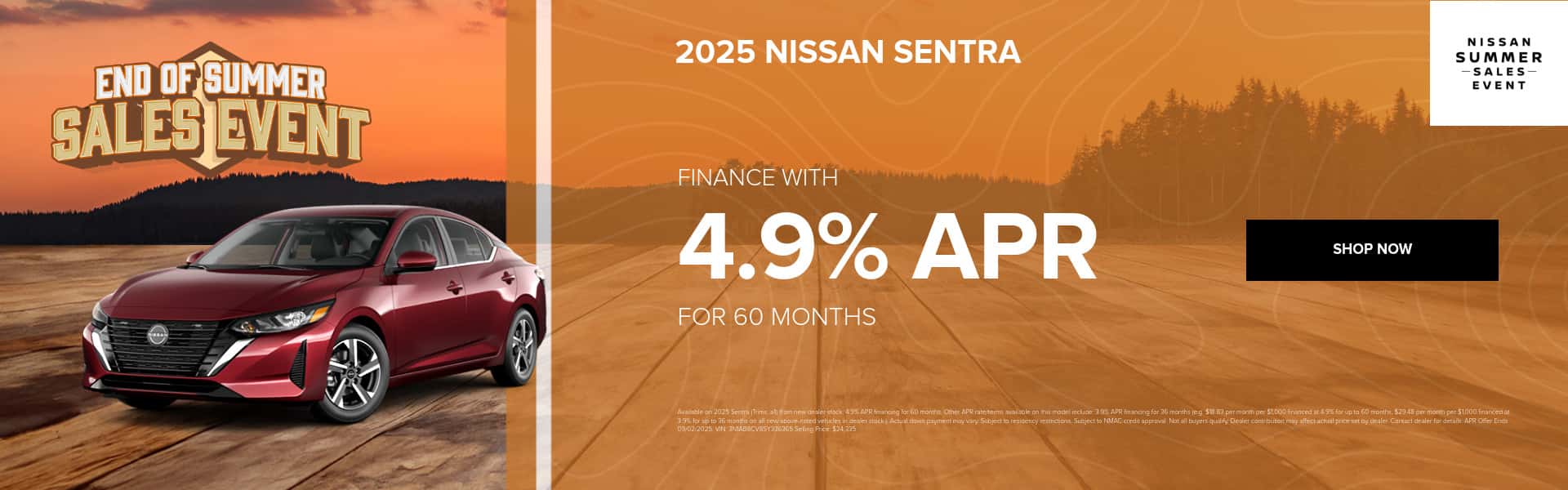 2025 Nissan Sentra, 4.9% for 60 months
