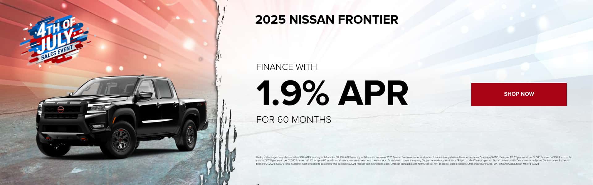 2025 Nissan Frontier, 1.9% APR for 60 Months
