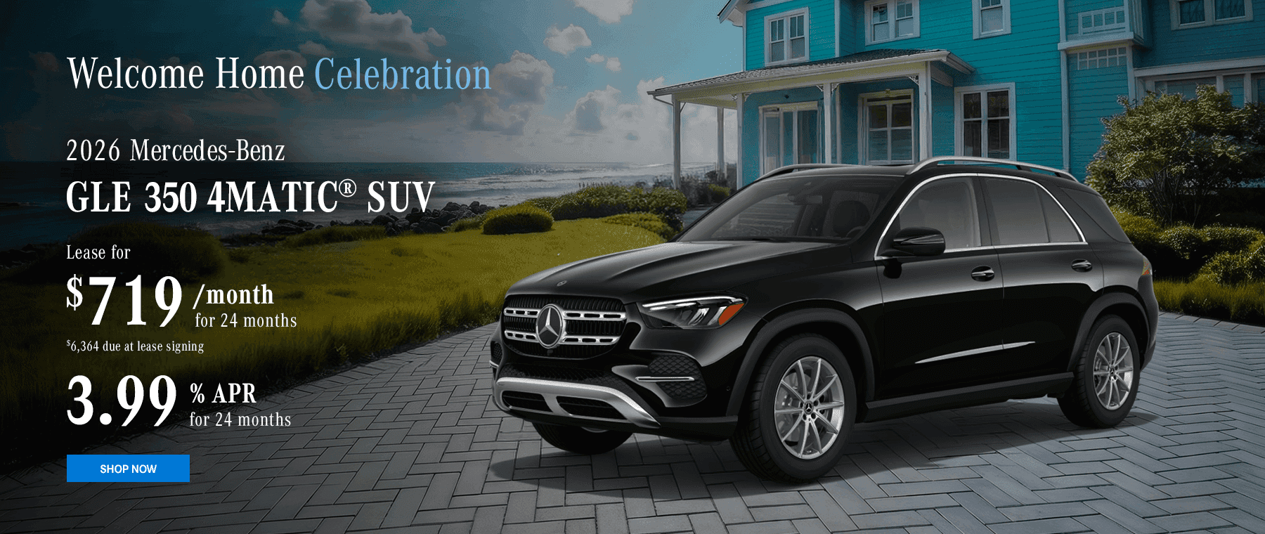 2026 GLE 350 4MATIC® SUV Subtext Lease for $719/mo for 24 months $6,364 due at lease signing 3.99% APR for 24 months