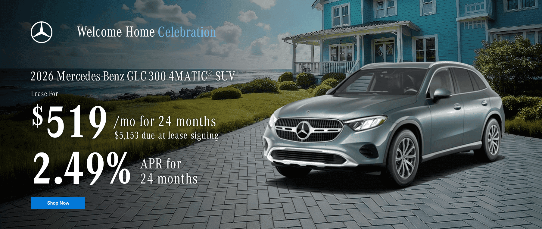 2026 GLC 300 4MATIC® SUV Subtext: Lease for $519/mo for 24 months $5,153 due at lease signing 2.49% APR for 24 months