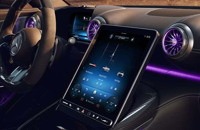 Interior look at the infotainment system in the 2026 AMG GT