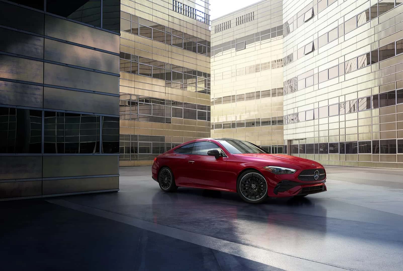 2026 CLE Coupe parked outside of a building
