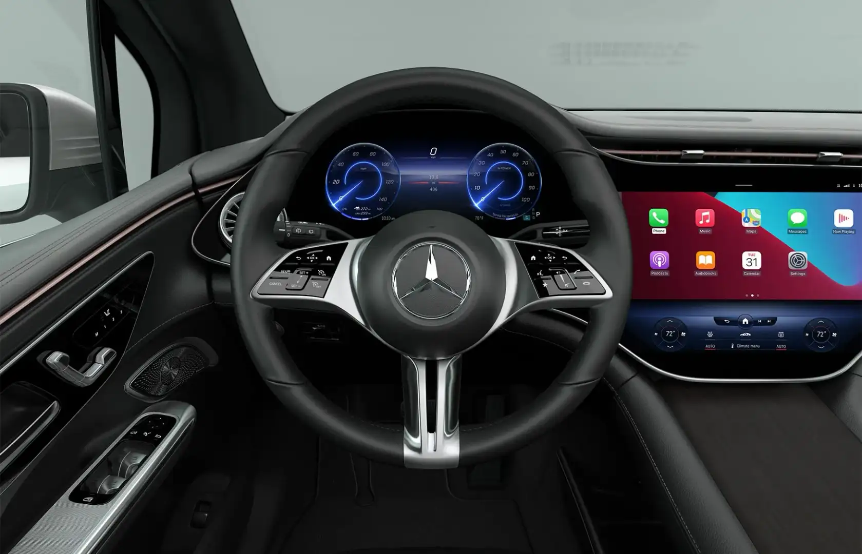 Interior view of the Infotainment system in the 2026 EQE SUV