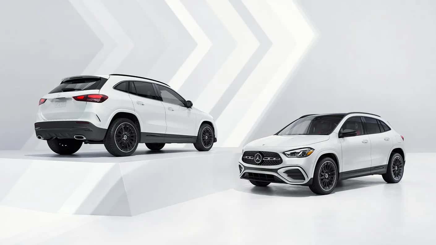 2026 GLA SUV parked on a show room floor
