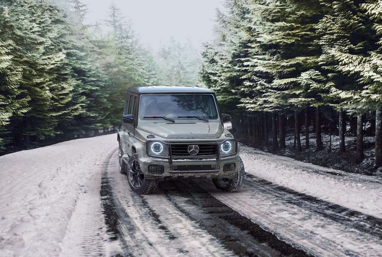 Mercedes-Benz driving in winter