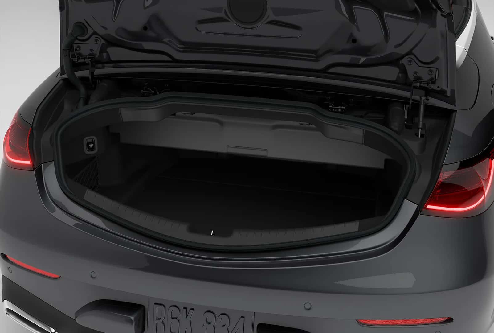 2026 Mercedes-Benz CLE Cabriolet open trunk detailing the electric partition layout