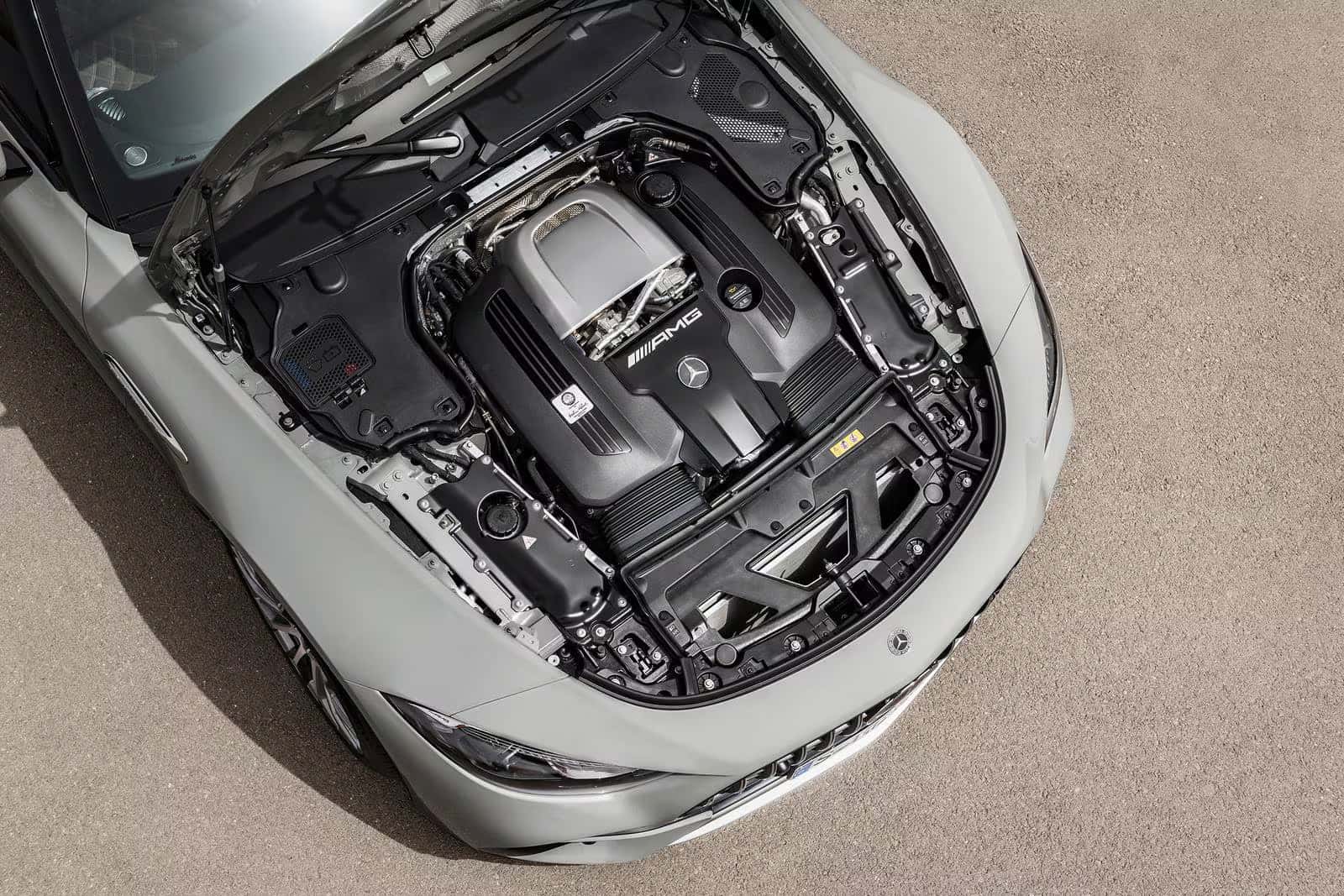 Handcrafted AMG 4.0-liter V8 biturbo engine of the SL 63 Roadster