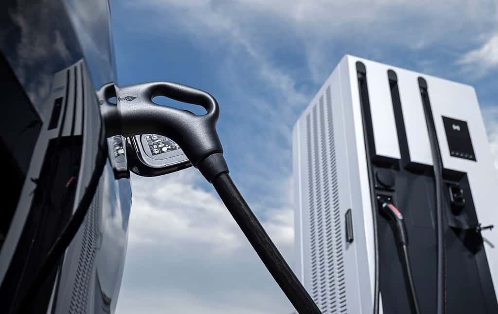 Using a public DC fast charger with the 2026 Mercedes-Benz EQS.