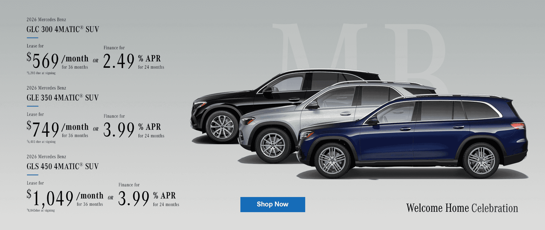 2026 Mercedes Benz GLC 300 4MATIC® SUV 2026 Mercedes Benz GLE 350 4MATIC® SUV 2026 Mercedes Benz GLS 450 4MATIC® SUV