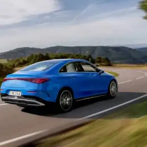 2026 Mercedes-Benz CLA Sky Blue Metallic driving