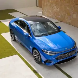 2026 Mercedes-Benz CLA Sky Blue Metallic parked in a driveway