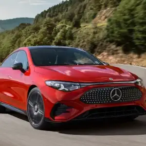 2026 Mercedes-Benz CLA MANUFAKTUR Patagonia Red Metallic in motion