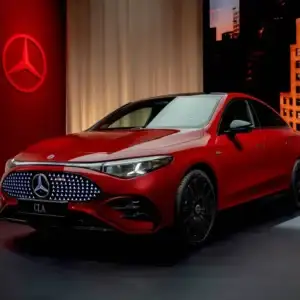 2026 Mercedes-Benz CLA MANUFAKTUR Patagonia Red Metallic in showroom