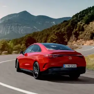 2026 Mercedes-Benz CLA MANUFAKTUR Patagonia Red Metallic in motion