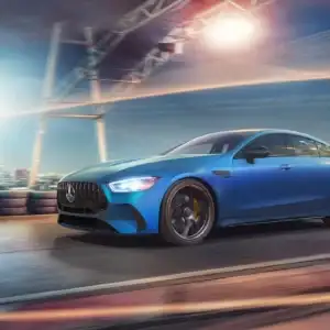2026 Mercedes Benz AMG GT 4-Door Coupe Driver's Side View in Motion