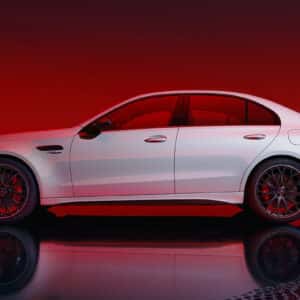 2026 Mercedes Benz C Class Sedan AMG C 63 S E MANUFAKTUR Moonlight White side view