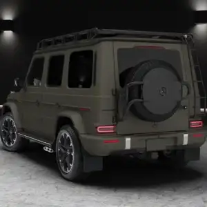 2026 Mercedes-Benz G-Class SUV Rear View with Roof Rack and Ladder