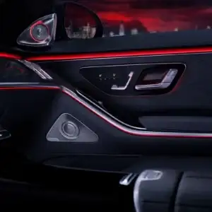 2026 Mercedes-Benz S-Class Sedan Interior Cabin with Ambient Lighting and Seat Adjustment Controls