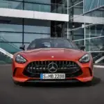 Orange Mercedes-AMG GT 63 S E Performance View of the front grill