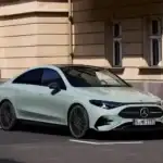 Front View of the 2027 Mercedes-Benz CLA 220 Hybrid parked on a city street