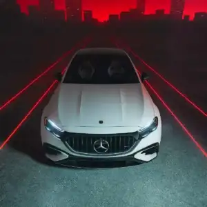 2026 Mercedes Benz E Class Sedan AMG E 53 HYBRID MANUFAKTUR Moonlight White Magno front view