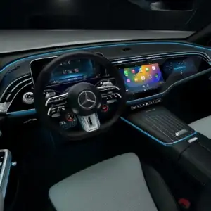 2026 Mercedes Benz E Class Wagon AMG blue cabin lighting