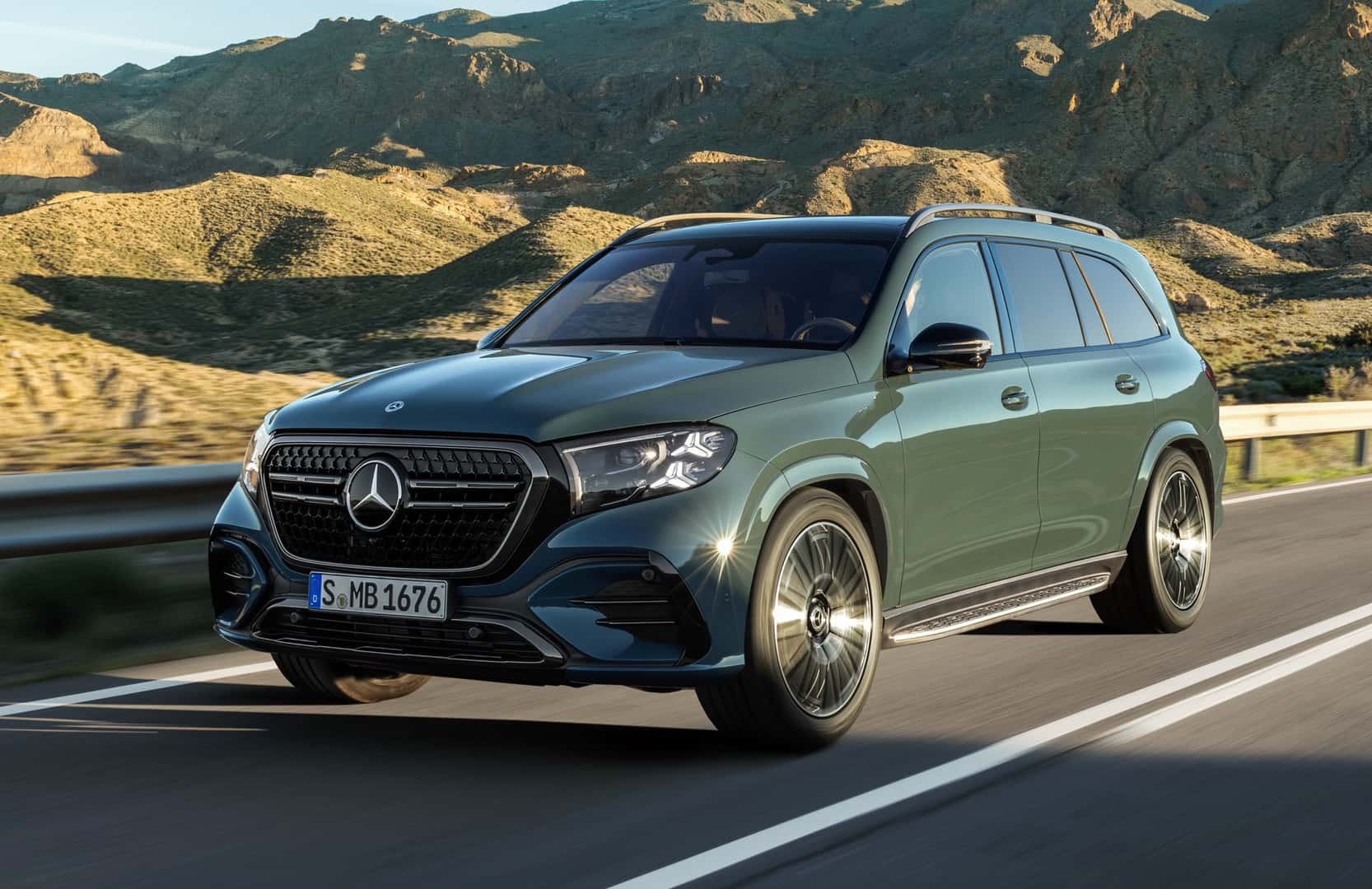 Mercedes-Benz GLS Front View on Road