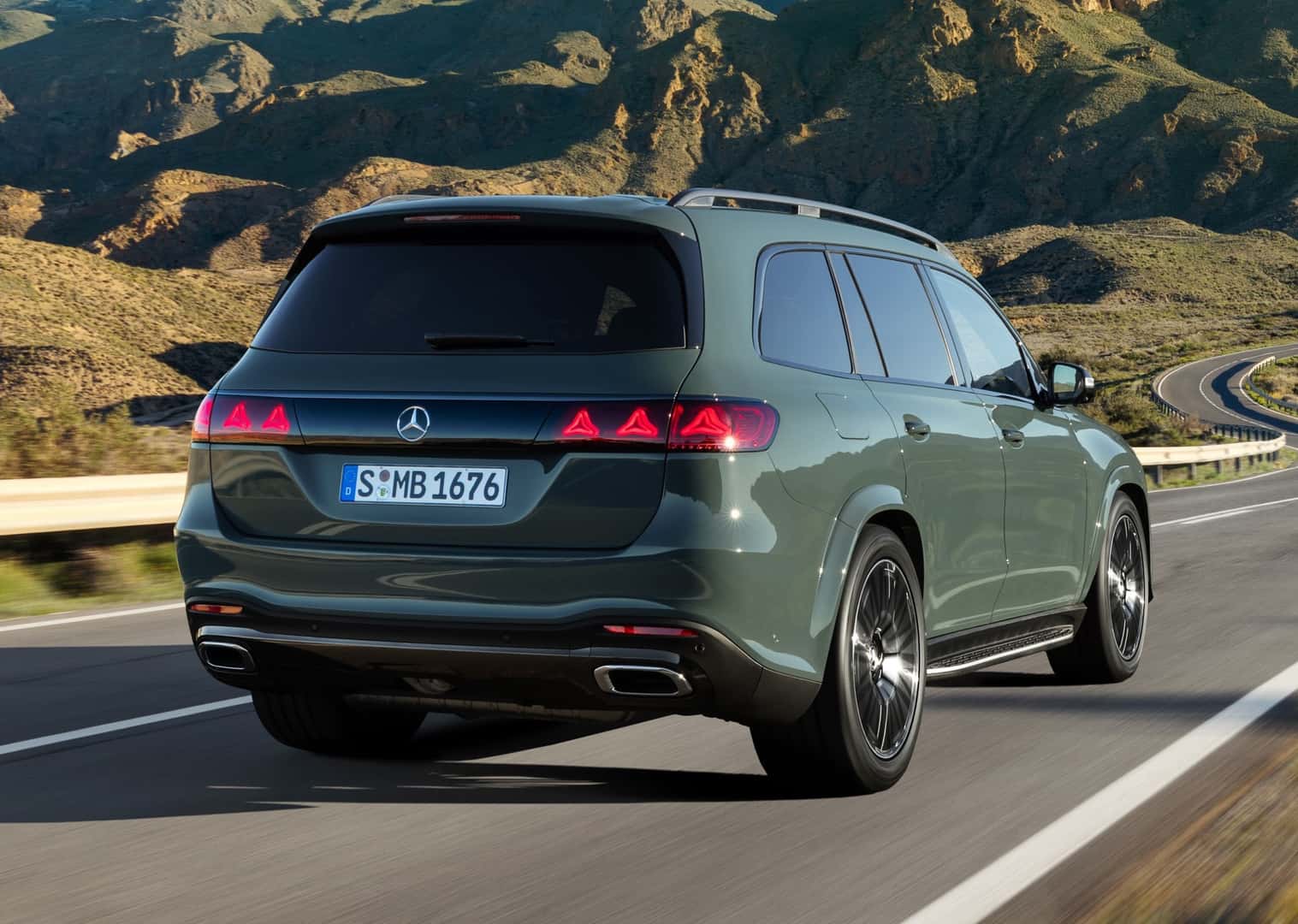 Mercedes-Benz GLS Rear View on Road
