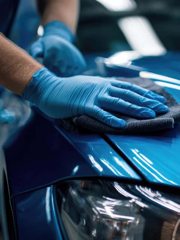 sanding down vehicle part
