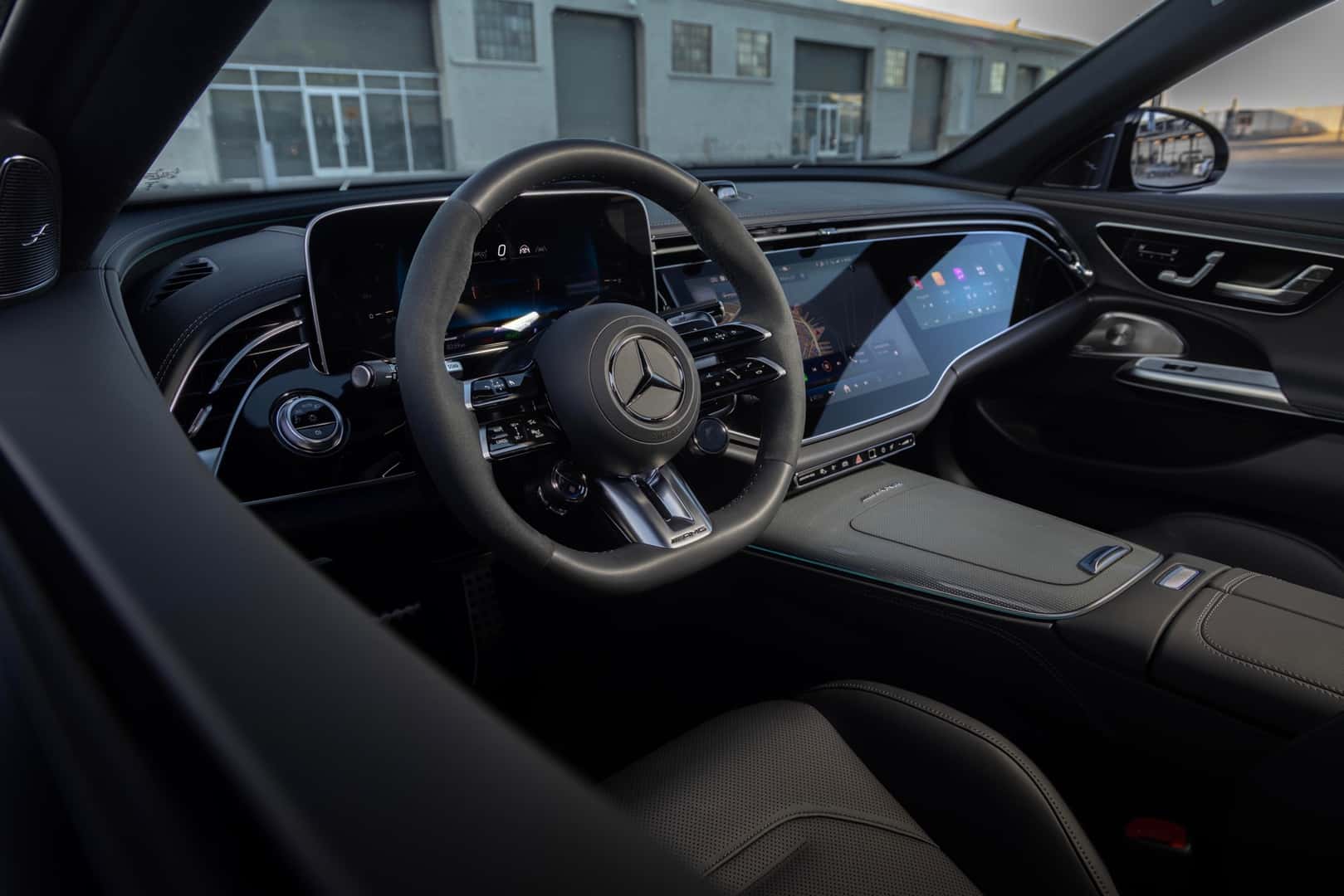 The Sleek Black And Impressive Front Interior Of The Luxurious And Fantastic 2026 Mercedes AMG(R) E53 Hybrid Wagon