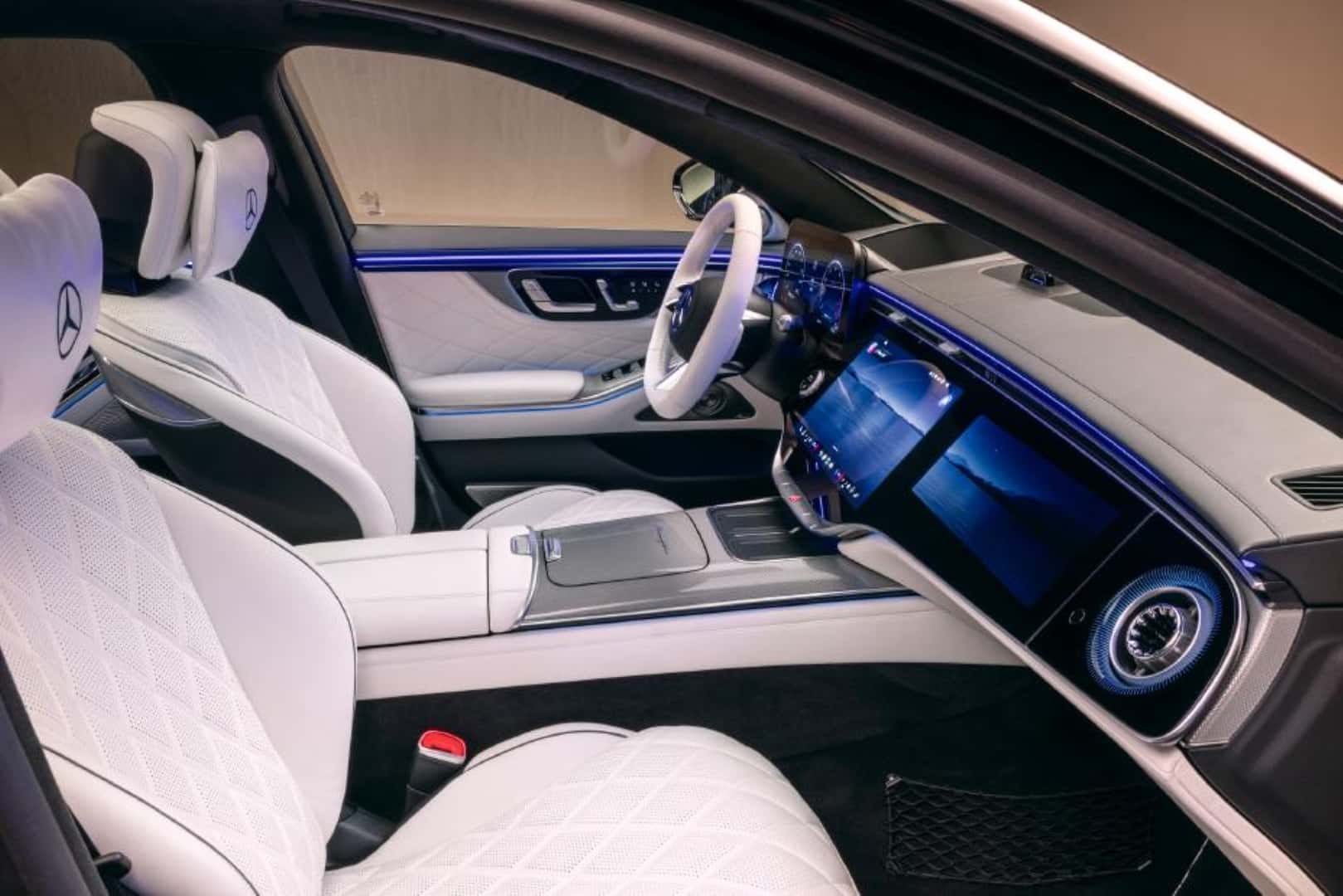 The Pristine White Front Seats Of The Well-Engineered 2027 Mercedes-Benz S-Class