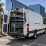 2026 Mercedes-Benz Sprinter Cargo Van high roof with trade shelving upfit in Plano, TX commercial corridor