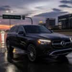 2026 Mercedes-Benz GLC 300 4MATIC on wet North Texas highway at dusk