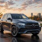 2026 Mercedes-Benz GLE on wet Plano TX road during fall rain season