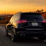 2026 Mercedes-Benz GLE 450 4MATIC on a Texas highway at fall sunset, Plano TX
