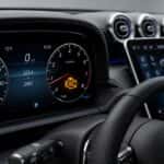 2026 Mercedes-Benz GLC dashboard with check engine light illuminated on instrument cluster