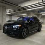 2026 Mercedes-Benz GLE in black parked in a covered garage near Legacy West, Plano TX