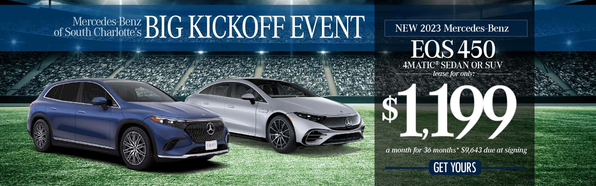 New 23 EQS450 4MATIC® Sedan or SUV $1199 a month for 36 months*. $9643 DAS.