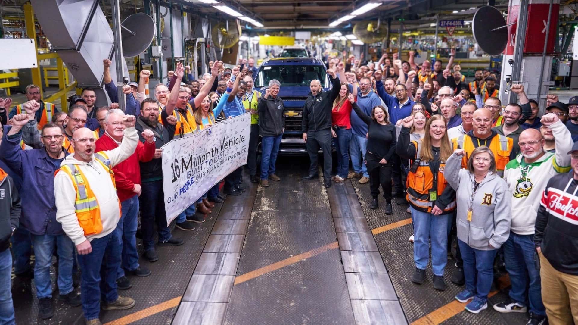 GM Flint Assembly Plant Employees Celebrating