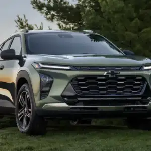 2026 Chevrolet Trax ACTIV Cacti Green parked on grass