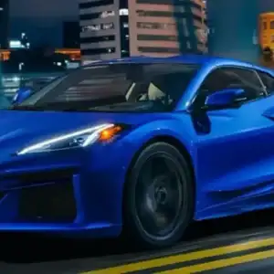 2026 Chevrolet Corvette E-Ray In Motion Crossing Bridge