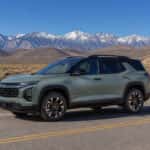 2026 Chevrolet Equinox on a high-desert Nevada road with Sierra Nevada mountains in the background