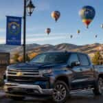 2026 Chevrolet Silverado 1500 at Nevada Day in Carson City with hot air balloons in the October morning sky