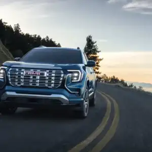 2026 GMC Terrain Downpour Metallic in motion