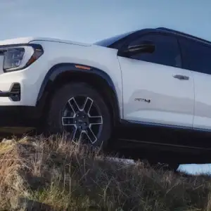 2026 GMC Terrain AT4 white on a hill