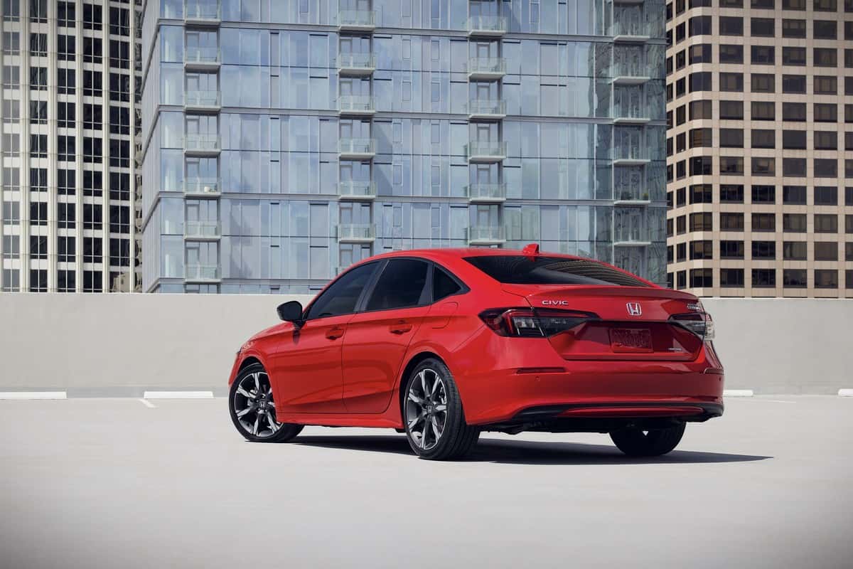 2025 Honda Civic Sedan Sport Touring Hybrid Rear Profile