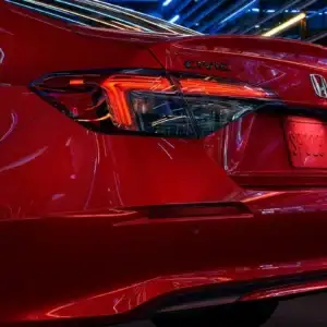 2026 Honda Civic Sedan Sport Touring Hybrid Rallye Red rear